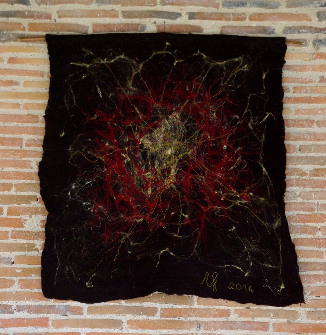 "Fusion" tapisserie en lain e feutre, 130x140cm, 2014